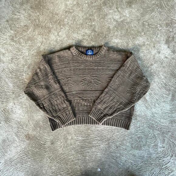 Vintage Gap Cropped Knit Sweater Brown Preppy Cable Knit - Picture 1 of 5